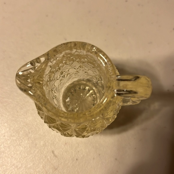 Vintage pressed glass miniature pitcher  or can be used as a tooth pick holder - Picture 2 of 3